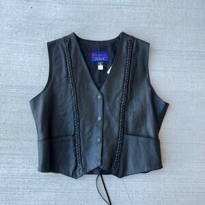 Vintage Black Leather Vest